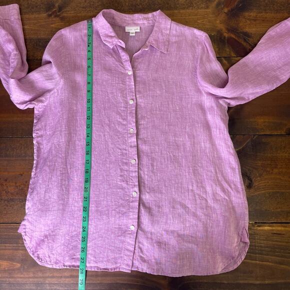 J. Jill Love Linen Muted Pink Long Sleeve Button Front Shirt Women's Medium - Picture 8 of 8